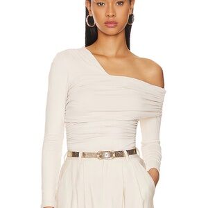 Susana Monaco Cream One-Shoulder Top